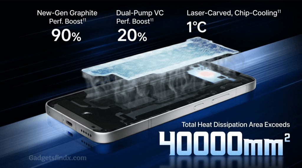 40,000 sq mm ka bada liquid cooling area